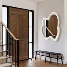 Asymmetrical Mirror Irregular Wall Mirror Modern Wood Frame Mirror Decorative Wall Mirror Suitable For Bedroom Living Room Bathroom Entrance