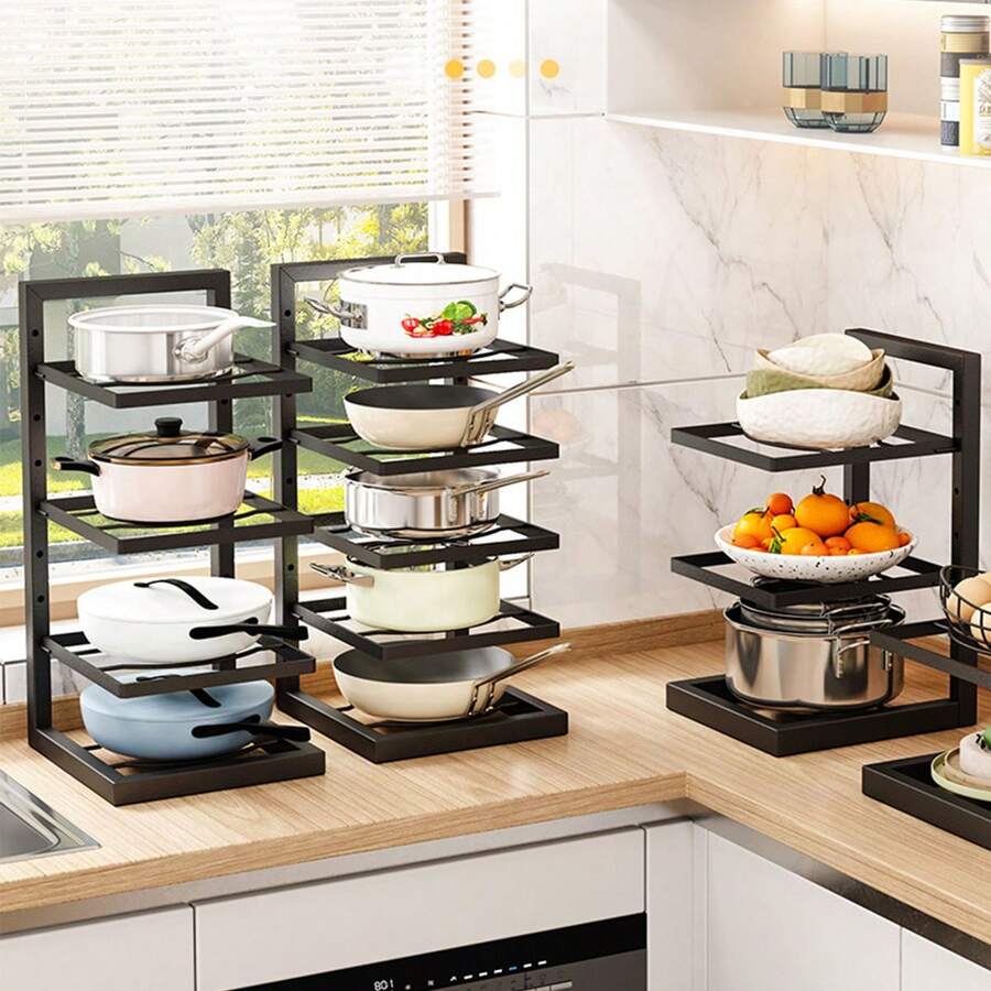 1pc Under Sink Storage Rack, Multi-Layer Kitchen Floor Standing Organizer With Adjustable Height For Pots, Pans And Miscellaneous Items