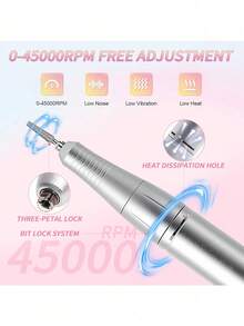 Máy khoan móng tay điện cầm tay 45000 vòng/phút có thể sạc lại dùng để làm móng tay, tẩy móng acrylic, đánh bóng, dụng cụ làm móng nghệ thuật tại tiệm - Hồng - Xem 4