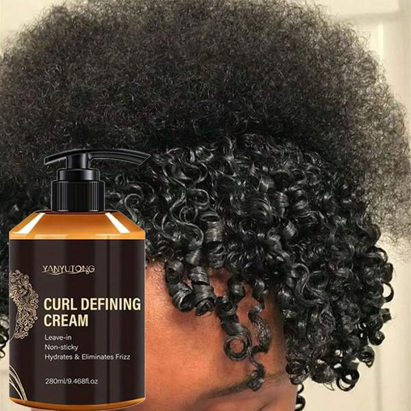 9.47 Oz Argan Oil Curl Defining Cream, Anti-Frizz, Enhances Elasticity, Moisturizes And Lasts Long-Lasting Style For Dry And Curly Hair, Castor Oil Curl Defining Cream
