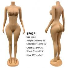 JESSMAMA Fashionable 65"BBL Curvy Brazilian Mannequin With Rotating Arms And Detachable Plastic Base Perfect For Displaying Retail Clothing(BP02P) - Tan - View 4