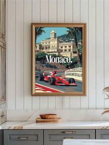 1 pièce Affiche de l'héritage des courses de Monaco, légendes du Grand Prix, art mural de sport automobile pour le salon, la chambre, la salle de bain, le bureau et autres décorations de la maison, sans cadre