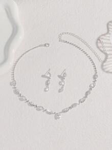 Conjunto de 3 peças de colar e brincos geométricos, versáteis e elegantes, adequados para mulheres que frequentam o dia a dia, encontros no campus, casamentos, festas, presentes para o Dia dos Namorados e feriados