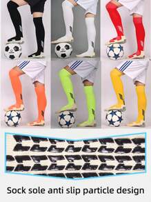 Thick Terry Football Socks With Non-Slip Grip Bottom, Soccer/Running/Sports Crew Socks, Comfortable & Durable