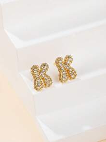 1 对泡泡首字母耳钉精致泡泡方晶锆石 26 个字母 A-Z 个性化名字耳钉情人节珠宝生日礼物适合女士和女孩 - 耳環 - 查看 26