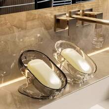 1pc Elegant Light Luxury Removable Soap Dish, Fashion Design Oval Bathroom Decoration, Suitable For Shower And Bathtub, Bathroom Decoration And Accessories, Back To School
