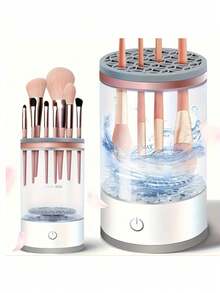 Efficient Electric Makeup Brush Cleaner Machine, Automatic Makeup Brush Cleaner For 3-4 Brushes At A Time, 7000 RPM Ensures Thorough Cleaning, Includes Silicone Pad For Irregularly Sized Brushes - Multicolor - View 2