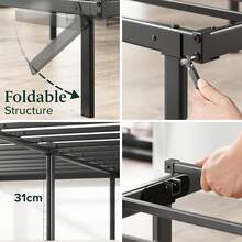 Double Bed Frame - Bed 135x190 Cm - 36cm Height - Metal Bed Frame With Underbed Storage And Steel Slat Support - Black - King - View 6