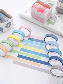 5-teiliges/Box Set mit einfarbigen und Papier-Masking-Tapes, geeignet für DIY Sammelalbum Dekoration, Junk Diary Collage, Fotoalbum Masking Tape Schreibwaren, Basteln, Scrapbooking 10mm (0,4 Zoll) breit 2 Meter lang Schulanfang