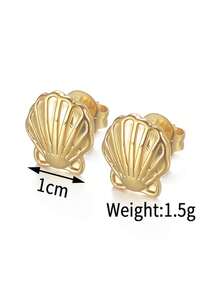 Elegant Luxury Ocean-Inspired Seashell Design 304 Stainless Steel Earrings - Small Shell Earrings - View 2