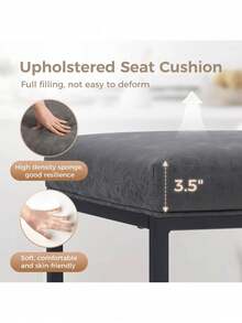Set Of 2 Gray 24 Inch Backless Counter Bar Stools PU Leather Seat For Kitchen - Black - View 4