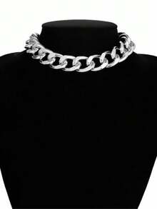 1pc Personalized Minimalist Chain Necklace, Women's Unique Design Minimalist Style Collarbone Necklace - Silver - View 6