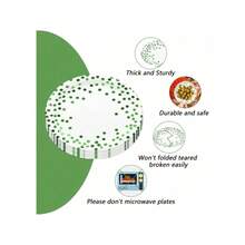 Round Disposable Paper Plates For All Occasions - 100 Pack - 50 X 9" And 50 X 7" Dinner Plates, Golden Foil Polka Dots , White And Gold Party Supplies - 白色/綠色 - 查看 5