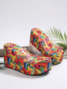 Giày cao gót đế xuồng hở mũi cho nữ, giày cao gót đế xuồng siêu nhẹ, chống trượt, thoải mái, thoáng khí, giày dự tiệc bãi biển mùa hè giản dị thời trang - Màu vàng - Xem 6