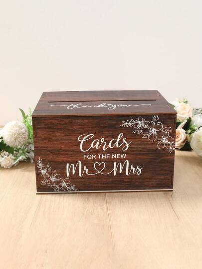 1Set Wooden Wedding Card Box Sign-In Box, Mr. & Mrs. Card Design Multifunctional Wedding Bride Holder Box For Wedding Party Decoration Anniversary Braidal Shower Party Supplies,Cards Storage Box, 30*23*18cm Summer Birthday Gifts Beach Back To School School Supplies Room Decor