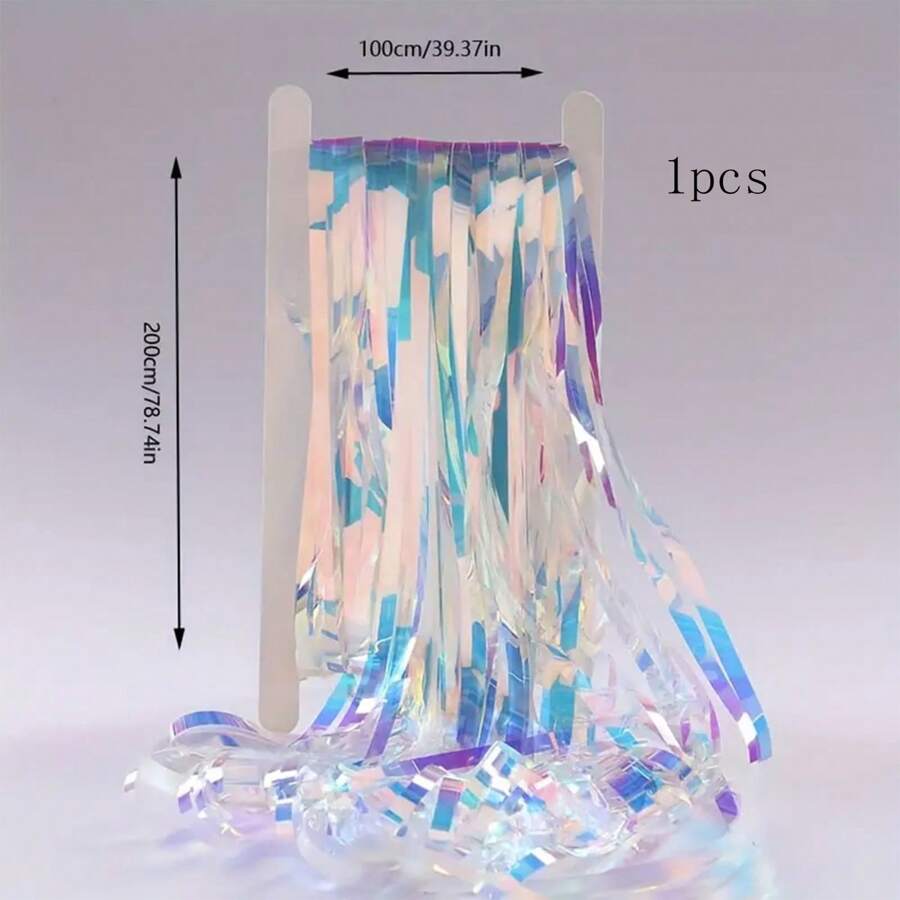 1 pieza Telón de fondo de fotografía con flecos de alambre metálico de colores - 3.3ft/6.6ft Guirnaldas metálicas para fiestas, adecuado para decoración de cumpleaños, graduación, Pascua y bodas