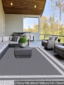 Outdoor Camping Rug, Double-Sided Portable Plastic Woven Mat For Camping, RV, Patio, Deck, Porch, Balcony (5ft X 8ft, White And Gray) - Grey - View 7