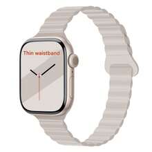 1条男女通用硅胶磁吸表带，兼容 42mm、38mm、40mm、41mm、44mm、45mm、46mm、49mm，时尚智能手表替换表带，适用于Series Ultra2、Ultra SE2、SE 10、9、8、7、6、5、4、3、2、1，是学生返校的绝佳礼物 - 淺灰色 - 查看 6