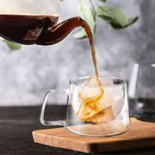 1pc Double Wall Glass Coffee Cup, 200ml Transparent Cappuccino Cup With Handle, Suitable For Tea, Milk, Espresso, Beer, Juice Back To School
