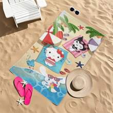 Sanrio Sanrio Characters Beach Towel, Microfiber Digital Printed Cartoon Absorbent Quick Dry Large Bath Towel For Men & Women
