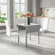 Grey Table & 2 White Chairs
