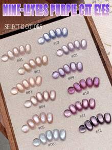 10ml Spring Summer Nine-Layer Purple White Cat Eye Gel Nail Polish Nail Salon 2025 New Style Spring Summer Popular Ice Transparent White Glass Bead Nail Art Nail Supplies