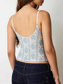 Women Y2k Crop Cami Top Vintage V Neck Cami Top Sexy Sleeveless Babydoll Top Summer Going Out Camisole 00s Streetwear - 淺藍色 - 查看 2
