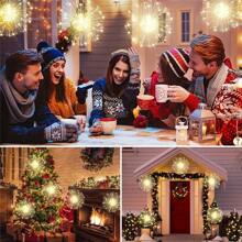 4-In-1 Hanging Sunflower String Lights, 240/360/480 LED Fireworks Fairy Lights With Remote Control, 8 Modes, Ideal For Outdoor Garden, Wedding, Christmas Party Decorations (Warm White)