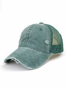 1pc Solid Color Distressed Ripped Mesh Washed Baseball Cap, Breathable Sun Protection For Outdoor Travel And Sports - Multicolor - View 8