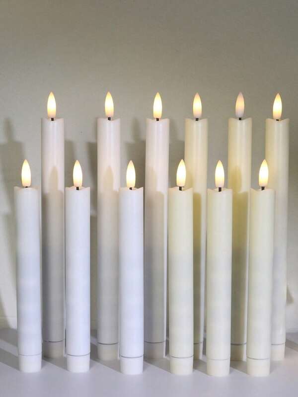 Flackernde LED-Tischkerzen mit warmem 3D-Docht, Set mit 6 Stück, elfenbeinfarben, Dinner-Kerzen ohne Batterie, Fensterkerzen für Weihnachten, Hochzeit, Heimdekoration