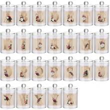 1pc Transparent Round Storage Jar With Lid Swab Holder Cotton Ball Organizer Apothecary Jars Bathroom Storage Organizer Clear Bathroom Storage Jars Vanity Storage Organizer For Cotton Swab Ball Pads Floss Initial Name 26 Letters Pattern