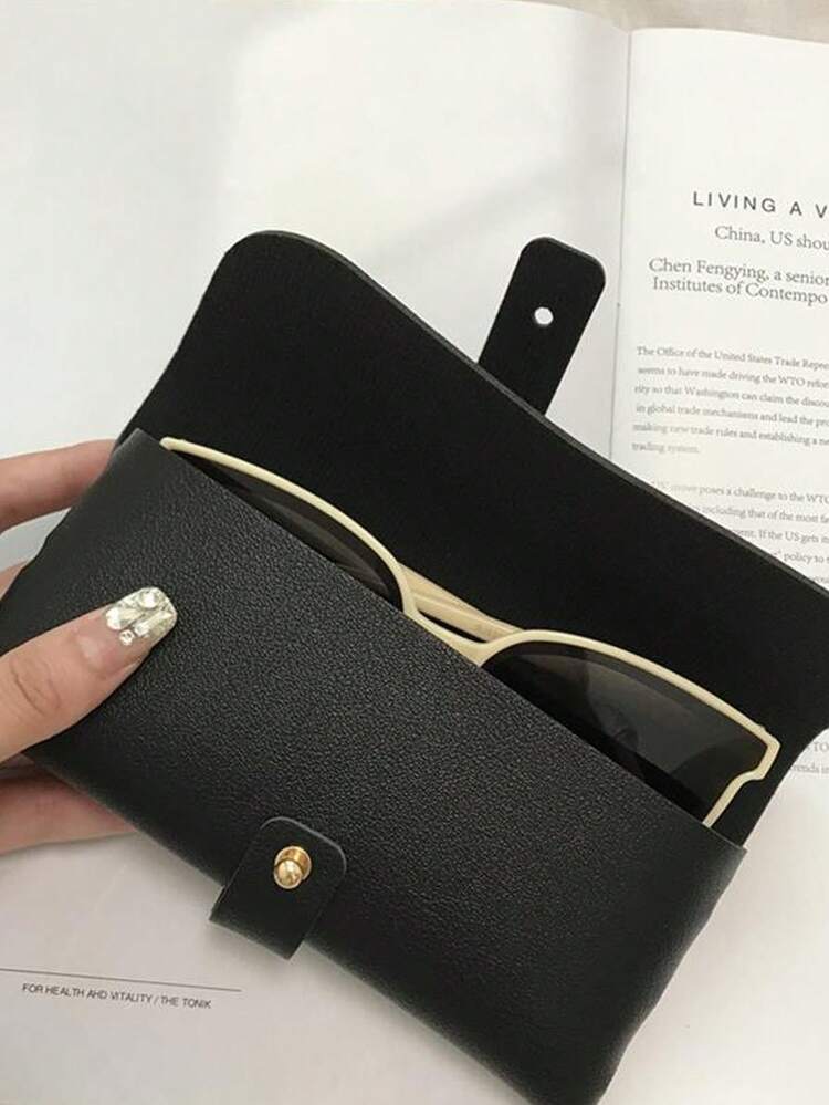 坚固的搭扣闭合时尚眼镜盒，黑色和白色，简洁优雅，易于携带，适合男士和女士，便携式眼镜太阳镜盒，非常适合旅行和行李存放眼镜配件女士旅行必需品旅行配件旅行包度假假期返校学校用品太阳镜女士 - 彩色 - 查看 5