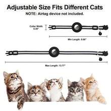 带 AirTag 支架的猫项圈追踪器铃铛支架 - 可调节长度苹果标签猫项圈 - 猫项圈的 Airtag 支架