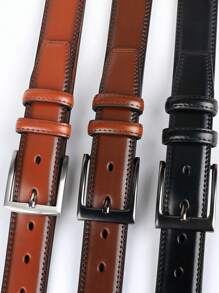 1/2pcs Genuine Leather Men's Belts | Stylish , 1 2/3" Width, Smart Design With Tight Stitching | Perfect For Casual Or Formal Occasions, Black & Brown