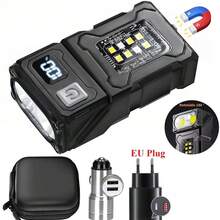 1 pieza Linterna LED, luz de mano recargable super brillante con pinza, larga duración de la batería para trabajo al aire libre, lámpara de trabajo multifuncional COB - Multicolor - Ver 13