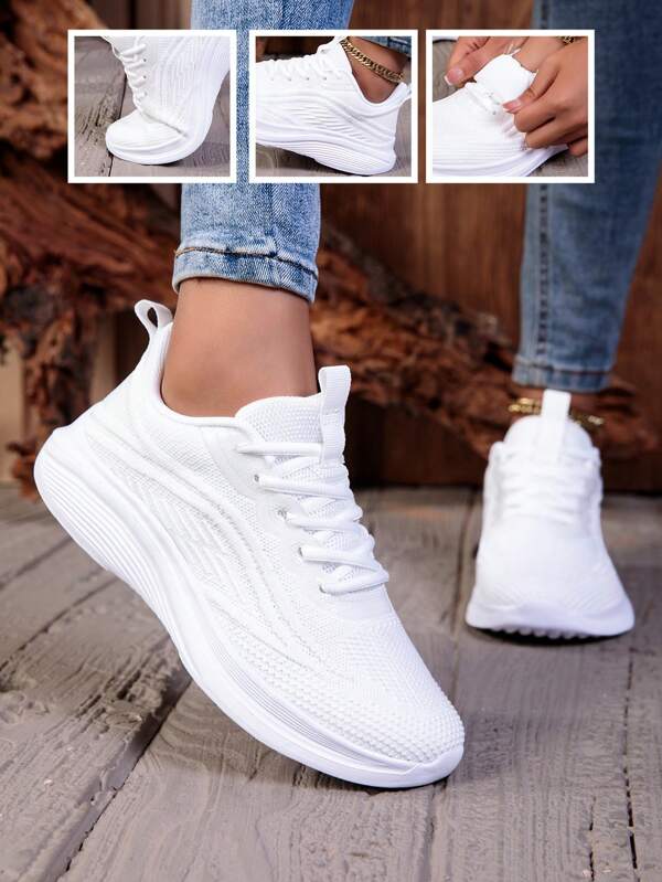 1 Pair Women's Road Running Shoes, Lightweight Comfortable Outdoor Casual Sports Shoes, New 2025 Spring Summer Model, Breathable Mesh Fabric, Fashionable Travel & Running Shoes