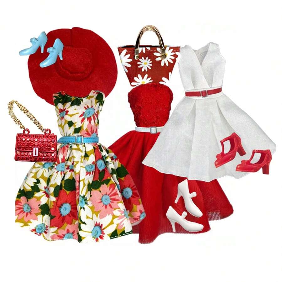 11.5-Inch Doll Fashion Outfit Set And Accessories, 1/6 BJD Doll Clothes, Versatile Styles For Doll Dress Up, Suitable As Holiday Gift - Multicolor - View 1