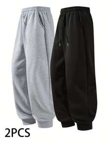 Herren 2-teiliges Sport Outdoor Lauf Knöchelhose, einfarbige schlichte Fitnesshose, elastischer Bund mit Kordelzug, verschiedene Farben zur Auswahl, für alle Jahreszeiten, geeignet als Geschenk für Ehemänner, Freunde, junge Leute, für Freunde die Fitnesssport mögen