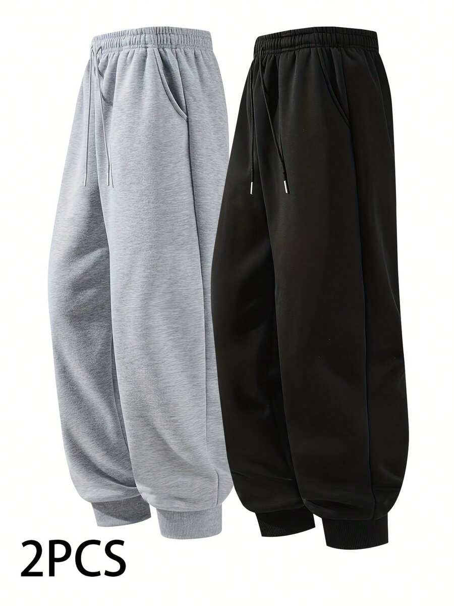 Herren 2-teiliges Sport Outdoor Lauf Knöchelhose, einfarbige schlichte Fitnesshose, elastischer Bund mit Kordelzug, verschiedene Farben zur Auswahl, für alle Jahreszeiten, geeignet als Geschenk für Ehemänner, Freunde, junge Leute, für Freunde die Fitnesssport mögen