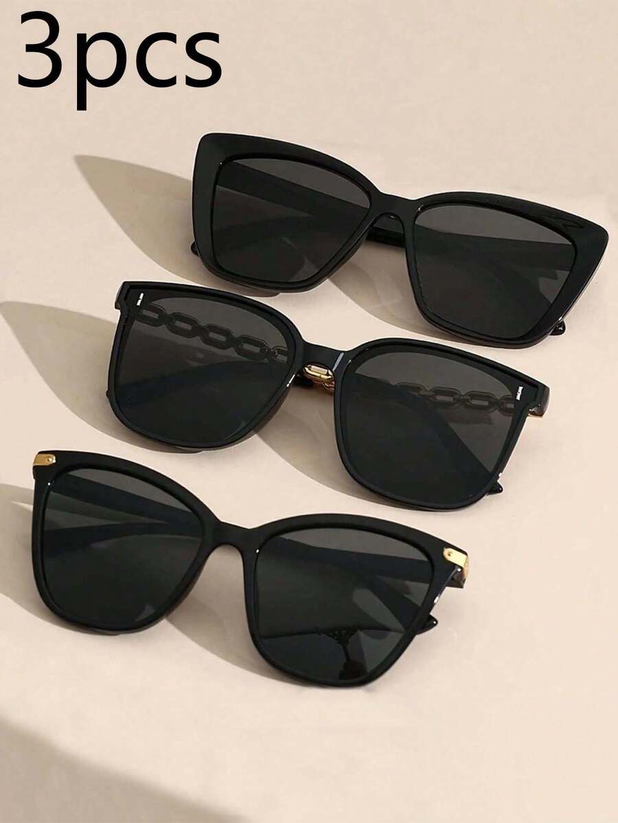 3pcs Girls Retro Chic Fashion Set 3 Pieces Set - Durable Plastic Frame, Geometric Design - Perfect For Street Style - Multicolor - View 1