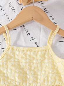 2pcs/Set Young Girl' Jacquard Sleeveless Camisole And Pants Sets, Summer