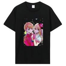 Oshi No Ko Anime Print Women T-Shirt Cute Ai Ruby And Aqua Short Sleeve T Shirt Female Kawaii Casual 2025 Summer Y2k Clothes Top - màu đen - Xem 1