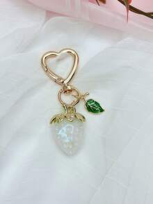 1pc Cute Strawberry Keychain, Heart-Shaped Small Ornament Bag Charm Key Chain Decor Gift For Girls, Woman Wallet Key Holder, Phone Charm, Car Keyring, Sturdy & Portable For Daily Use, Shopping, School - Multicolor - View 24