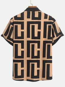 Camisa de manga corta con botones y cuello para hombres, con diseño de color de contraste, apta para uso casual, diario, trayecto, estilo callejero, tallas grandes, verano