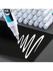 3 支白色记号笔，笔尖（0.7 毫米、1 毫米、2.5 毫米），深孔防水记号笔，木工记号笔，非常适合木工、建筑师、建筑商、玻璃、轮胎、笔记本和艺术项目 - 白色 - 查看 4