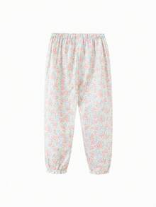 mini bala Girls' Skin-Friendly Breathable Pajama Pants Summer New Baby Cute Home Pants - Red and Green Hue - View 5