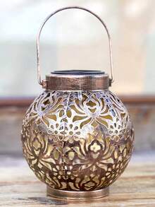 1PC Vintage-Style Solar LED Lantern With Handle - Outdoor Hanging Light For Garden, Patio & Lawn Decor