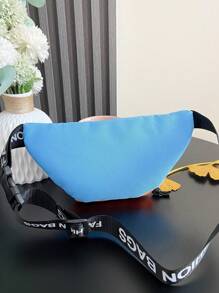 Nueva bolsa de cintura y de pecho con letras grafiteadas y colores contrastantes para niños, bolso bandolera de moda callejera de estilo hip hop