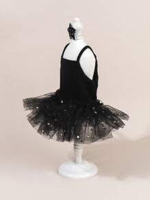 طقم فستان توتل للحيوانات الأليفة مع ربطة عنق، فستان مطبوع أنيق + ربطة عنق، فستان أميرة من الشبكة المرنة للكلاب والقطط