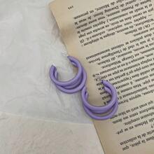 Set de 4 pendientes morados: Pendientes elegantes de flor morada de 5 pétalos 3D de acrílico hueco, pendientes de flor de resina de varias capas, aros de color caramelo, pendientes colgantes de lirio del valle morado - Adecuados para uso diario, viajes, fiestas de cumpleaños